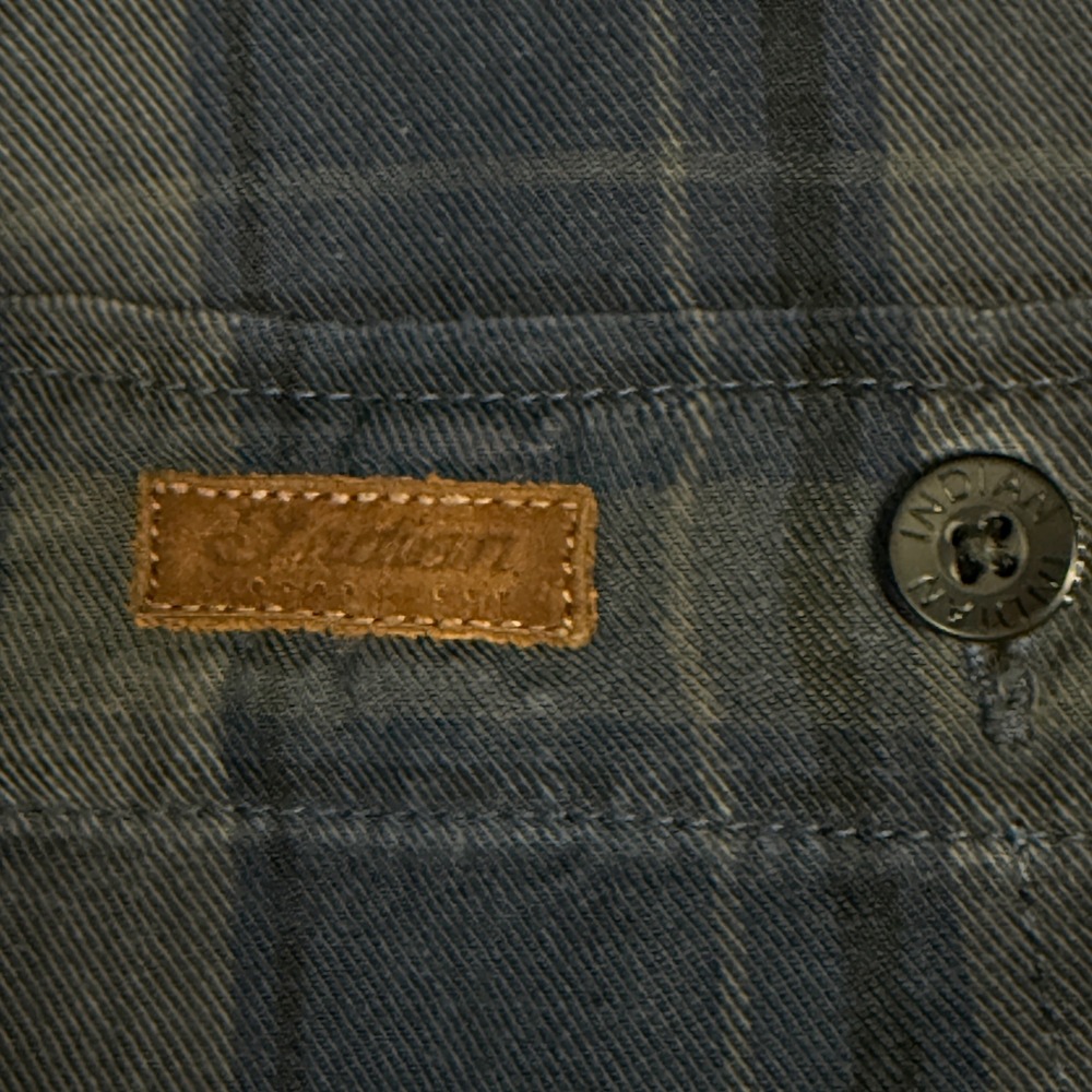 Indian Motorcycle Button Down Shirt Mens Medium Blue Plaid Long Sleeve Moto - Picture 3 of 13